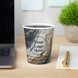 Blauw goud en wit marmer papieren bekers