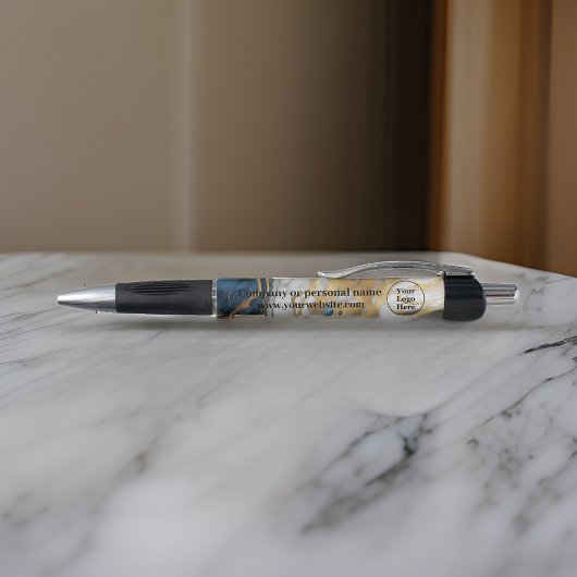 Blauw goud en wit marmer pen