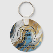 Blauw goud en wit marmer sleutelhanger (Voorkant)