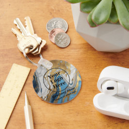 Blauw goud en wit marmer sleutelhanger