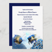 Blauw goud engel vis eiland rif strand chic kaart (Voorkant / Achterkant)