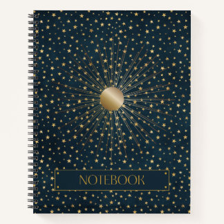 Blauw goud etherisch astrologisch ontwerptijdschri notitieboek