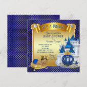 Blauw Goud Etnische Prins Baby Douche Uitnodiginge Kaart (Voorkant / Achterkant)