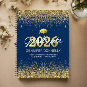 Blauw & Goud Foto Afstudeer Gastboek Notitieboek