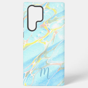 Blauw Goud Gedrukt Marmer Zomer Custom Monogram Samsung Galaxy Hoesje