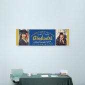 Blauw Goud Gefeliciteerd Afgestudeerden 2 Foto Afs Spandoek (Beurs)