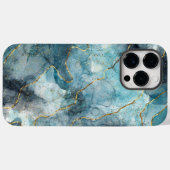 Blauw Goud Geïllustreerd Marmer Case-Mate iPhone Case (Achterkant (horizontaal))