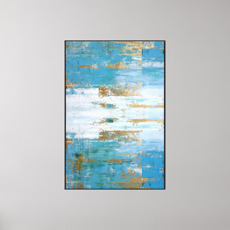 Blauw & Goud Gemarmerde Ader Abstract Canvas Afdruk