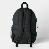 Blauw Goud Geometrische Cirkels Monogram Initialen Bedrukte Rugzak (Achterkant)