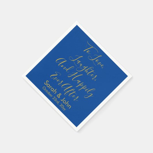 Blauw & Goud Gepersonaliseerde Script bruiloft rec Servet (Hoek)
