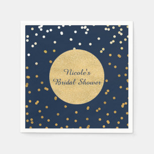 Blauw & Goud Glanzende Confetti Stippen Chic Moder Servetten