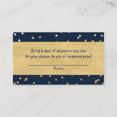 Blauw & Goud Glanzende Confetti Stippen Luier Raff Informatiekaartje (Achterkant)