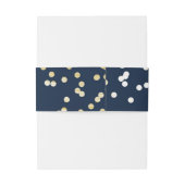 Blauw & Goud Glanzende Confetti Stippen Moderne Ui Uitnodigingen Wikkel (Achterkant Voorbeeld)