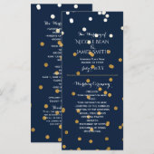 Blauw & Goud Glanzende Nep Folie Confetti Programm Programma (Voorkant / Achterkant)