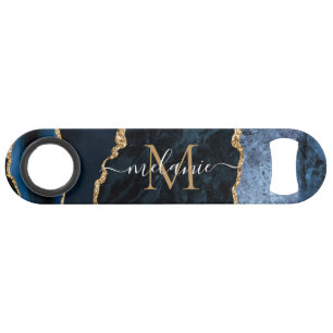 Blauw Goud Glitter Bar Sleutel Gepersonaliseerde N Speed Flessenopener