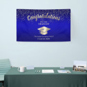 Blauw Goud Glitter Klasse van 2024 Afstuderen Bann Spandoek (Beurs)