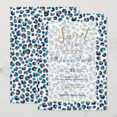 Blauw Goud Glitter Luipaard Patroon (Voorkant / Achterkant)