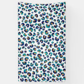 Blauw Goud Glitter Luipaard Patroon Spandoek (Verticaal)