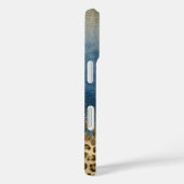 Blauw Goud Glitter Luipaardprint Monogram Naam Case-Mate iPhone Case (Achterkant / Rechts)