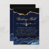 Blauw & Goud Glitter Marmer Agate Wensput  Informatiekaartje (Voorkant / Achterkant)