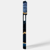 Blauw Goud Glitter Marmeren iPhone Case Gepersonal (Achterkant / Rechts)