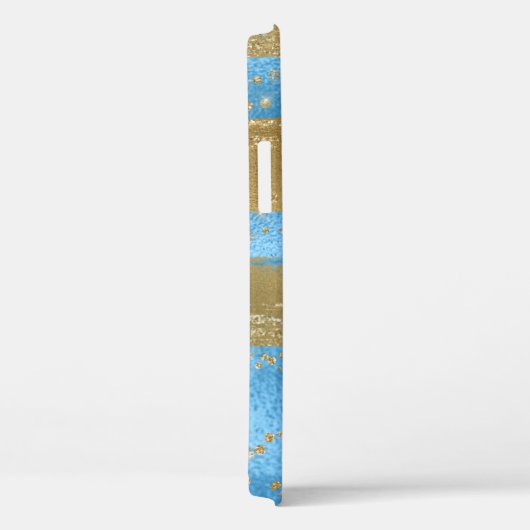 Blauw Goud Glitter Monogram Initiaal Case-Mate iPhone Case (Achterkant / Rechts)