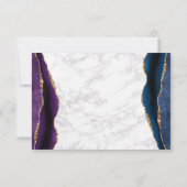 Blauw Goud Glitter Paarse Agaat Bruiloft RSVP Kaartje (Achterkant)