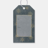 Blauw & Goud Glitter Sneeuwvlokken Cadeaulabel (Achterkant)