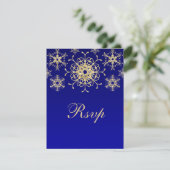 Blauw, Goud Glitter UITZICHT Sneeuwvlokken RSVP Ka (Staand voorkant)