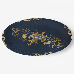 Blauw goud  goud papieren bordje