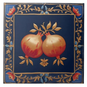 Blauw & Goud Granaatappels Roze Rode Granaatappel Tegeltje