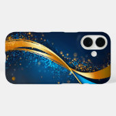 Blauw Goud Hedendaagse Abstracte Kunst Telefoon Ca Case-Mate iPhone Case (Achterkant (horizontaal))
