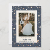 Blauw & Goud Hemelse Bruiloft Bedankkaart (Voorkant)