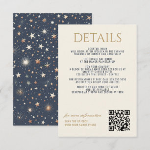 Blauw & Goud Hemelse Bruiloft Informatiekaartje