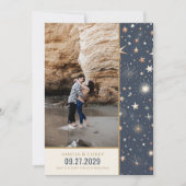 Blauw & Goud Hemelse Bruiloft Save The Date (Voorkant)