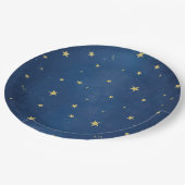 Blauw Goud Hemelse Maan & Sterren Partij Papieren Bordje (Gekanteld)