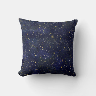 Blauw & Goud Hemelsterren Fantasievolle Waterverf Kussen