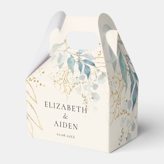 Blauw Goud ( Imitat ) Wit Bruiloft Collectie Bedankdoosjes (Voorkant Zijde)