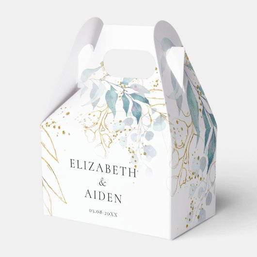 Blauw Goud ( Imitat ) Wit Bruiloft Collectie Bedankdoosjes (Voorkant Zijde)