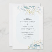 Blauw Goud (Imiteer) Waterverf Bruiloft Collectie Kaart (Voorkant)