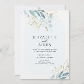 Blauw Goud (Imiteer) Wit Bruiloft Collectie Kaart (Voorkant)