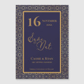 Blauw Goud Ingewikkeld Ontwerp Trouwen Save the Da (Voorkant)