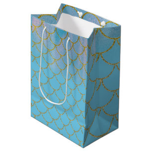 Blauw & goud iriserende glans zeemeermin feest medium cadeauzakje