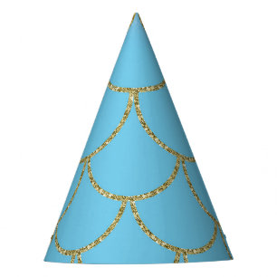 Blauw & Goud Iriserende Glans Zeemeermin Feestje Feesthoedjes