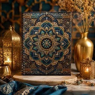 Blauw & Goud Islamitisch Mandala Spiraal Notebook  Notitieboek