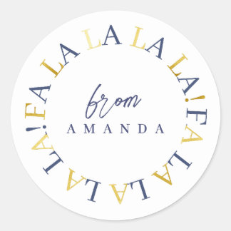 Blauw Goud Kerstmis Fa La ID1009 Ronde Sticker
