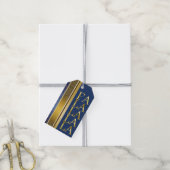 Blauw Goud Kerstmis Fa La Patroon#27 ID1009 Cadeaulabel (Met Touw)
