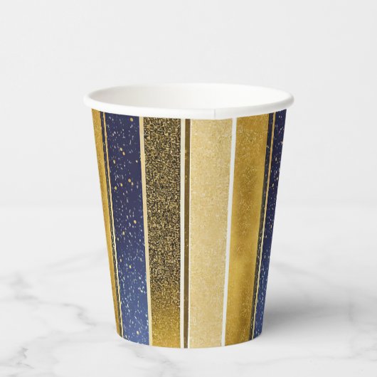 Blauw Goud Kerstmis Fa La Patroon#27 ID1009 Papieren Bekers (Rechts)