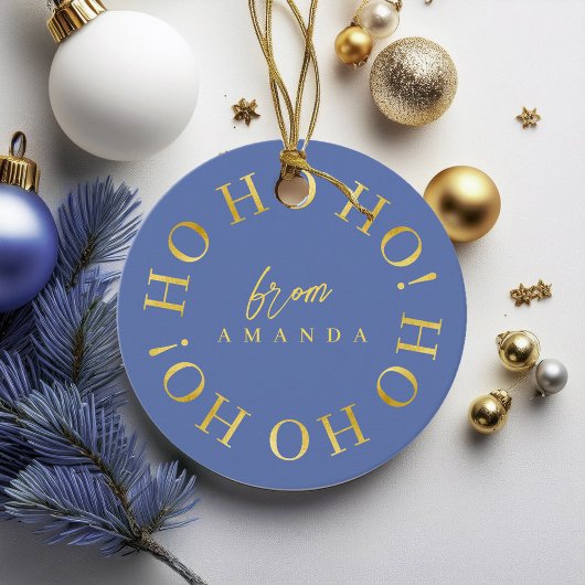 Blauw Goud Kerstmis Ho Ho ID1009 Bedankjes Labels