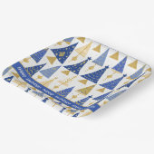 Blauw Goud Kerstmis Vrolijk Patroon#25 ID1009 Papieren Bordje (Gebogen)